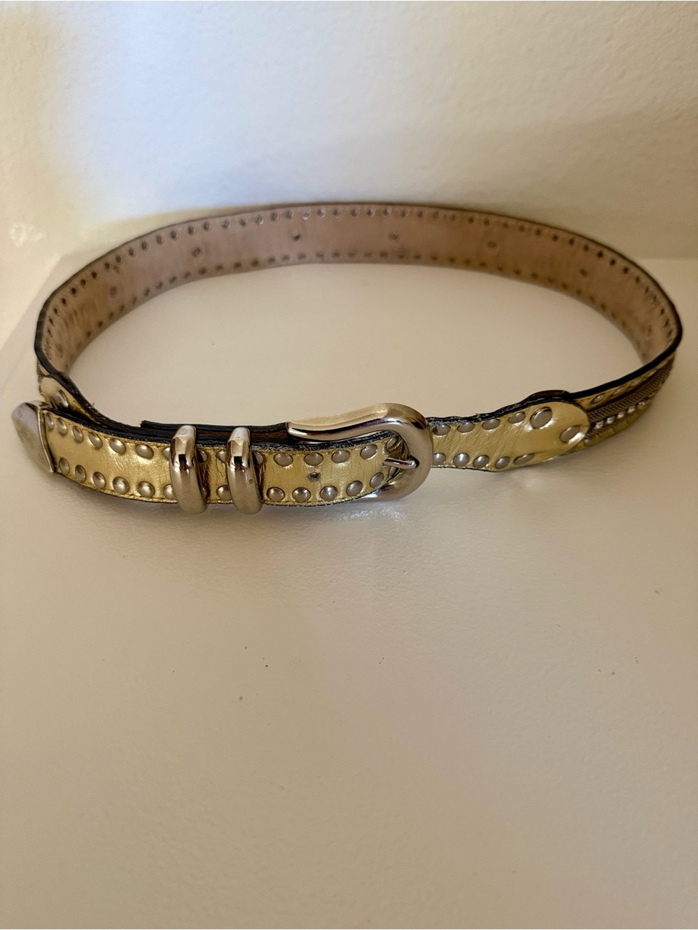 Studded Metallic Gold Women’s Belt
